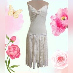 Betsey Johnson New York - Cream Lace-Trim Slip Dress Vintage